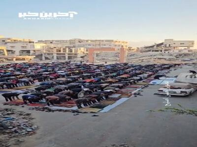 نماز عید فطر آوارگان فلسطینی در میان ویرانه‌های غزه