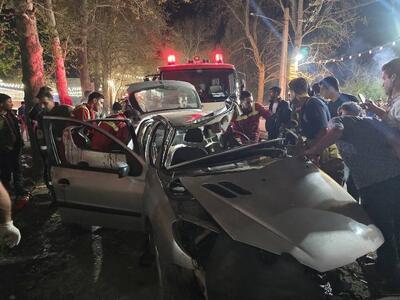 برخورد پژو ۲۰۶ با درخت در فیروزآباد تهران / هر ۳ سرنشین که از اتباع خارجی بودند، جان باختند