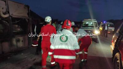 واژگونی اتوبوس در محور کرمان-راور