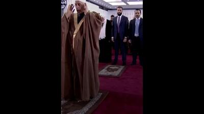 برای اولین بار؛ نماز عید فطر در کاخ ریاست جمهوری سوریه (فیلم)
