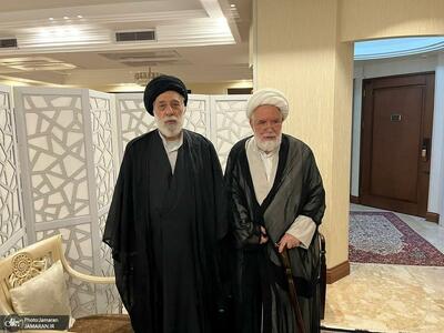 برادر رهبر انقلاب به دیدار مهدی کروبی رفت +عکس