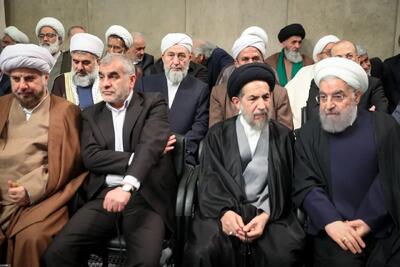 حضور حسن روحانی در دیدار مسئولان نظام با رهبری + عکس