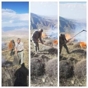 مهار آتش‌سوزی در ارتفاعات خاروانا شهرستان ورزقان