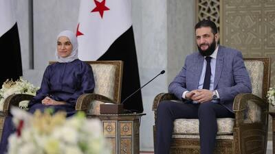 عکس/ احمد الشرع رییس جمهور انتقالی سوریه سوریه در کنار همسرش | اقتصاد24