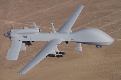 صحنه منهدم شدن پهپاد آمریکایی MQ-9 توسط ارتش یمن + فیلم