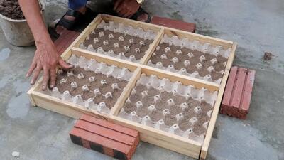 طراحی یک گلدان منحصر به فرد با شانه تخم مرغ و شن و ماسه!