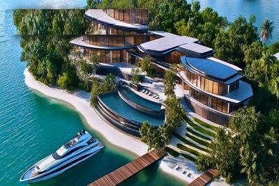 معماری خلاقانه؛ وسط جزیره ویلای اعیونی با جکوزی ساخته آبش از دریا تامین میشه