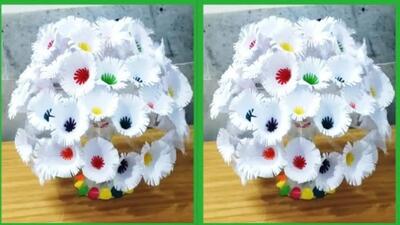 آموزش ساخت گلدون با بطری نوشابه و گل های کاغذی!