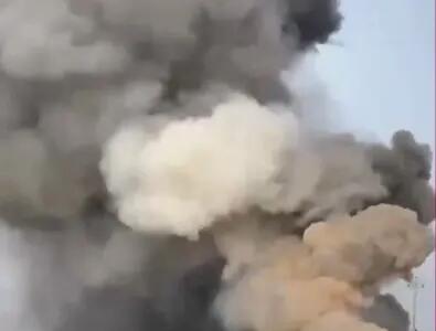 آتش سوزی در اثر برخورد دو کامیون حامل بنزین در جاده سلیمانیه به کرکوک + فیلم