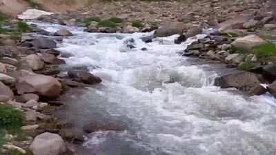 خروش رودخانه مردق چای مراغه به دنبال بارش باران بهاری