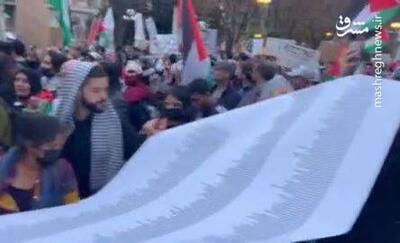 فیلم/ طومار عظیم نام شهدای فلسطینی در دستان اهالی واشنگتن