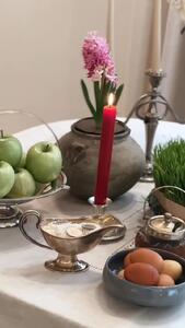 تصویری از چیدمان سفره هفت‌سین همسر بهرام رادان