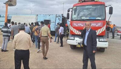 واژگونی اتوبوس ۱۵ مصدوم برجا گذاشت
