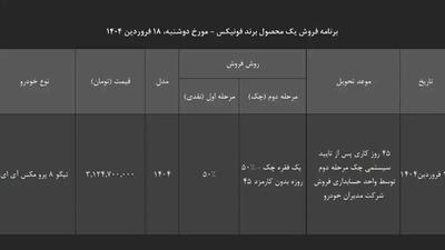 فروش فوری و فوق‌العاده این محصول از امروز ۱۸ فروردین +جدول قیمت