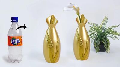 ایده خلاقانه برای بازیافت بطری های پلاستیکی: ساخت گلدان تزیینی