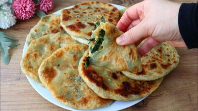 طرز تهیه نان سبزیجات با آرد و آب / بدون نیاز به فر و تنور
