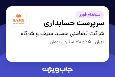 استخدام سرپرست حسابداری - آقا در شرکت تضامنی حمید سیف و شرکاء