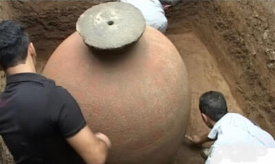 کشف خمره سفالی ساسانیان در ارسنجان فارس