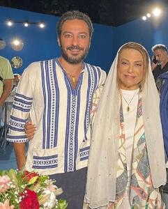بوسه جنجالی گوهر خیراندیش بر سر نوید محمدزاده در اتاق گریم + فیلم