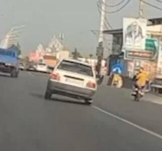 توقیف خودروی پراید بخاطر رانندگی خطرناک در قائمشهر + فیلم
