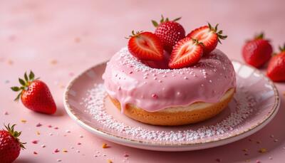 طرز تهیه دونات توت فرنگی خوشمزه و جذاب