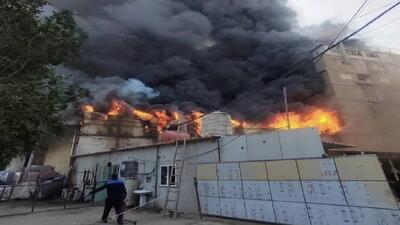 ببینید؛ آتش‌سوزی یک هتل در کربلا