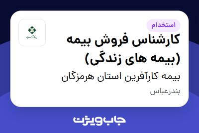 استخدام کارشناس فروش بیمه (بیمه های زندگی) در بیمه کارآفرین استان هرمزگان