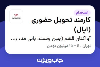 استخدام کارمند تحویل حضوری (اپال) - خانم در آواکتان قشم (جین وست، بانی مد، بالکافه، دیجی واش و ...)