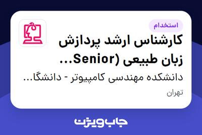 استخدام کارشناس ارشد پردازش زبان طبیعی (Senior NLP Developer) در دانشکده مهندسی کامپیوتر - دانشگاه صنعتی امیرکبیر