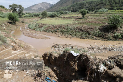 آسیب دیدن مسیر دسترسی به ۷ روستای مهاباد بر اثر سیل