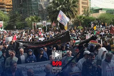 حمایت تهرانی‌ها از مردم غزه در تجمع میدان فلسطین تهران