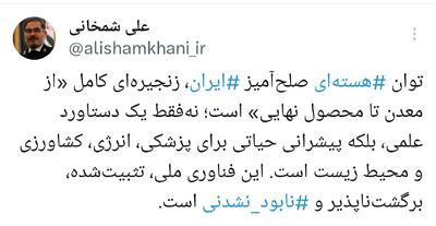 پیام معنادار شمخانی در روز ملی فناوری هسته‌ای