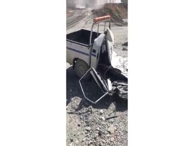 عبور وابکو از روی وانت در معدن مجتمع مس سرچشمه
