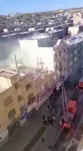 حریق گسترده در پیاده راه فجر استان تبریز