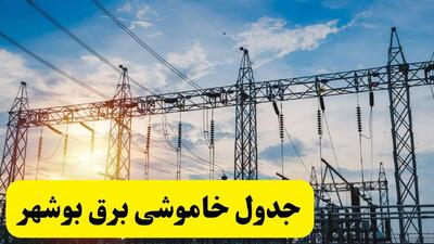 ساعات قطعی برق بوشهر  شنبه ۲۳ فروردین ۱۴۰۴ + جدول خاموشی برق بوشهر  شنبه ۲۳ فروردین ۱۴۰۴