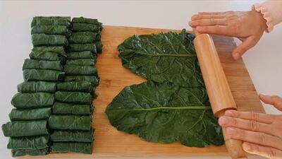 طرز تهیه دلمه / آموزش پیچیدن و چیدن دلمه برگ مو