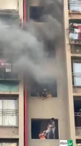 فیلم رعب آور  نجات مادر و فرزندان از آتش سوزی مجتمع آپارتمانیشان