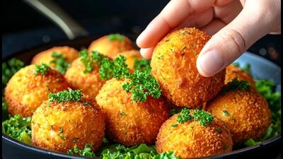 طرز تهیه توپ های ترد با سیب زمینی و تخم مرغ