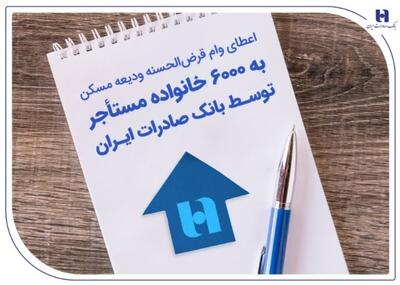 اعطای وام قرض‌الحسنه ودیعه مسکن به ۶۰۰۰ خانواده مستأجر توسط بانک صادرات ایران