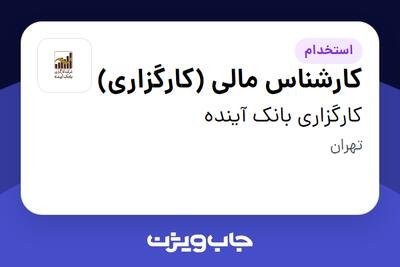 استخدام کارشناس مالی (کارگزاری) در کارگزاری بانک آینده