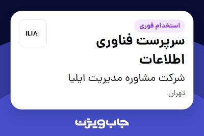 استخدام سرپرست فناوری اطلاعات در شرکت مشاوره مدیریت ایلیا
