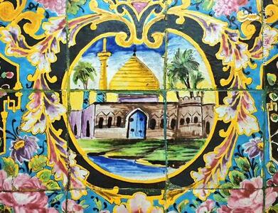 تصویری از کاشی‌کاری بی نظیر مرقد امامزاده طاهر در حرم حضرت عبدالعظیم