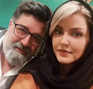 سلفی زیبای مهدی یغمایی و همسرش در لباس سفید
