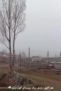 بارش برف در کوزه‌رش سلماس + فیلم