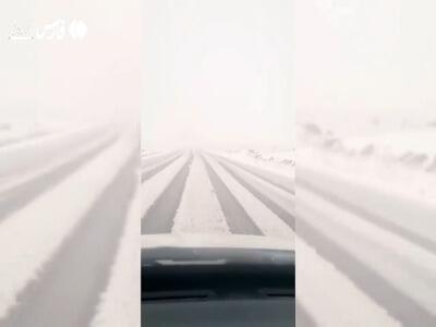 بارش برف بهاری در جاده‌های سرعین