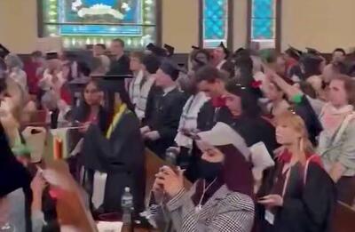 فیلم/ جشن فارغ‌التحصیلی دانشجویان هاروارد با پرچم فلسطین