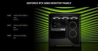 معرفی کارت‌های گرافیک سری RTX 5060 انویدیا با قیمت پایه ۳۷۹ دلار