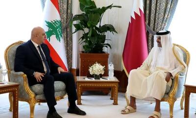 دیدار امیر قطر و رئیس‌جمهور لبنان