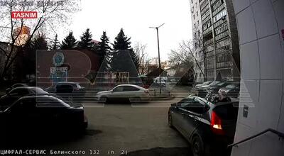 ببینید؛ سقوط یک زن از طبقه ششم روی خودروی پارک شده!