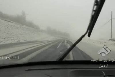 بارش دور از انتظار برف بهاری در مشگین‌شهر اردبیل